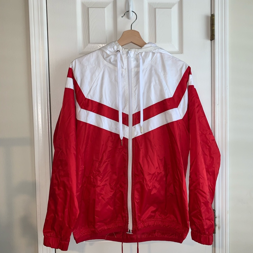 forever 21 red & white windbreaker